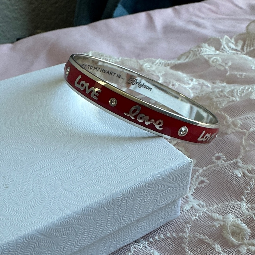 Brighton Red Love Bangle with Silver Accents